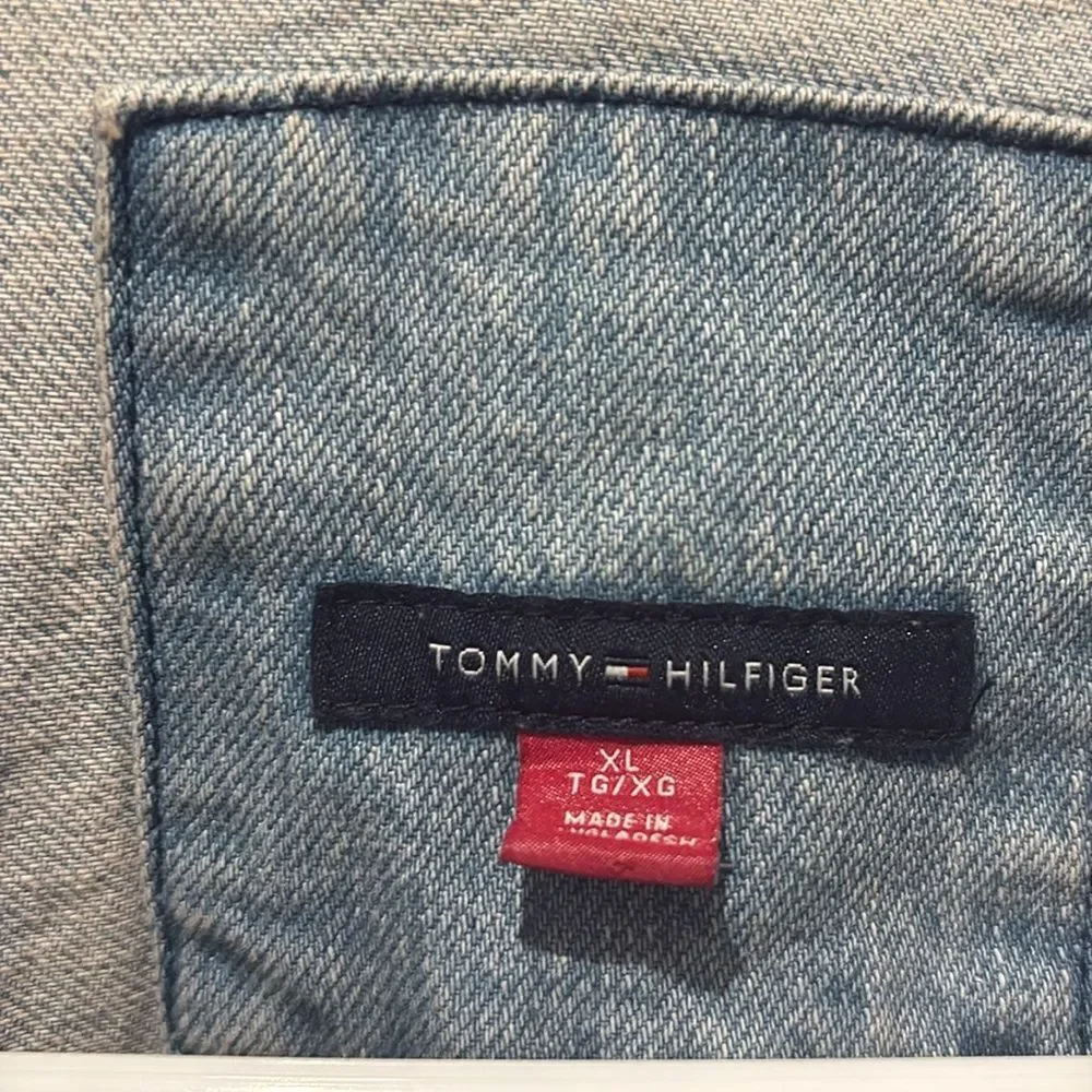 Tommy Hilfiger denim distressed collared jacket SZ Xlarge